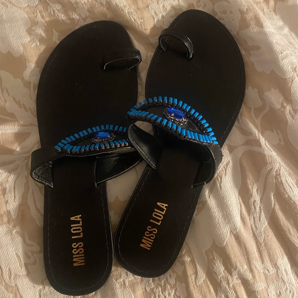 Barely worn!! Super in style!! Evil eye sandals